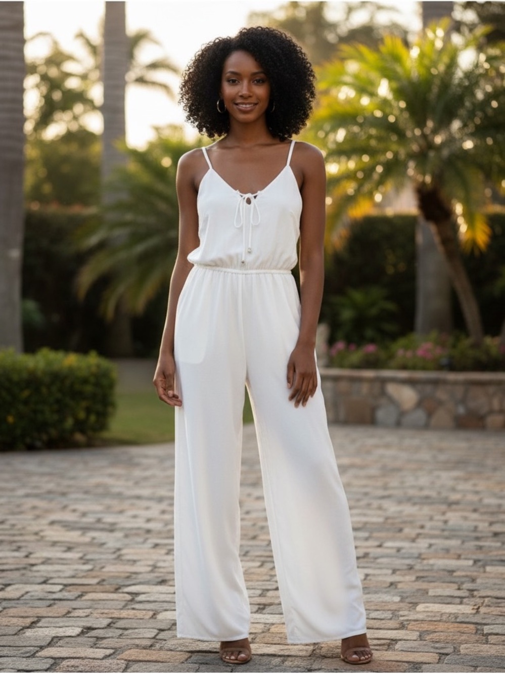NWT Main Strip Off White Pantsuit Jumpsuit size Medium